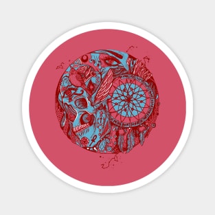 Pastel Tones Skull and Dreamcatcher Circle Magnet